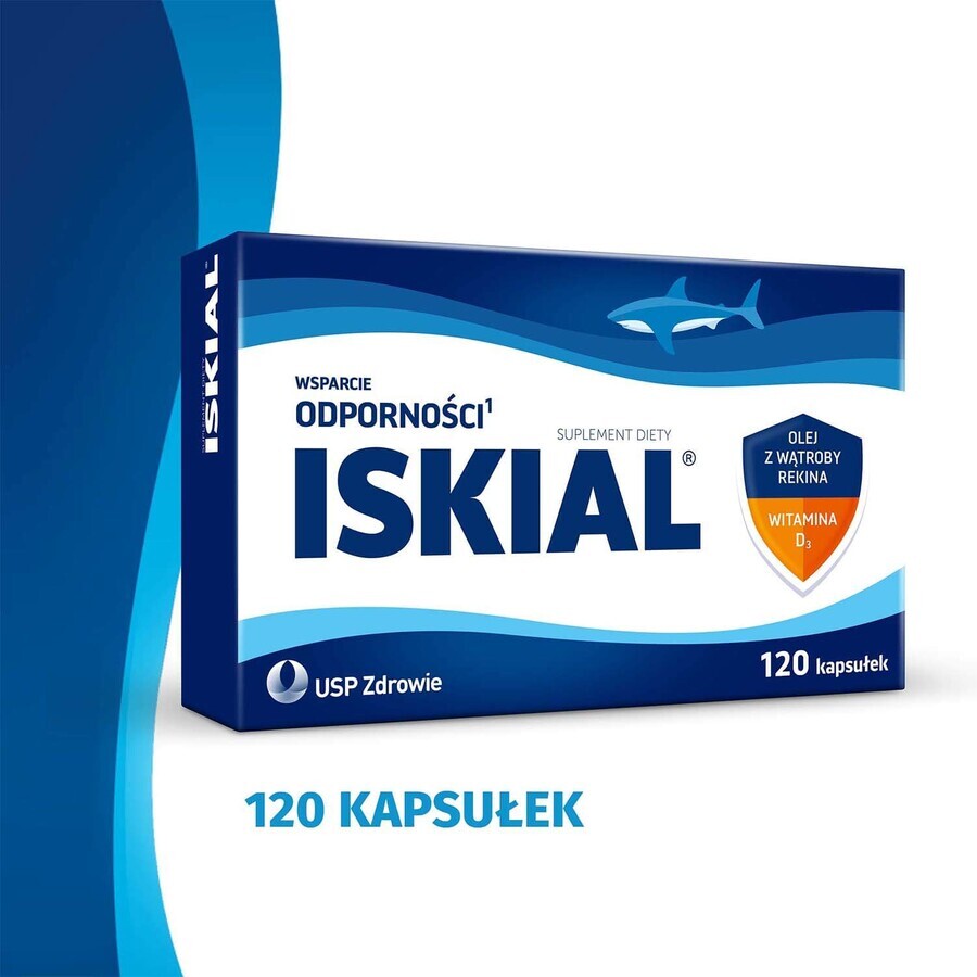 Iskial, olio di fegato di squalo + vitamina D3, 120 capsule