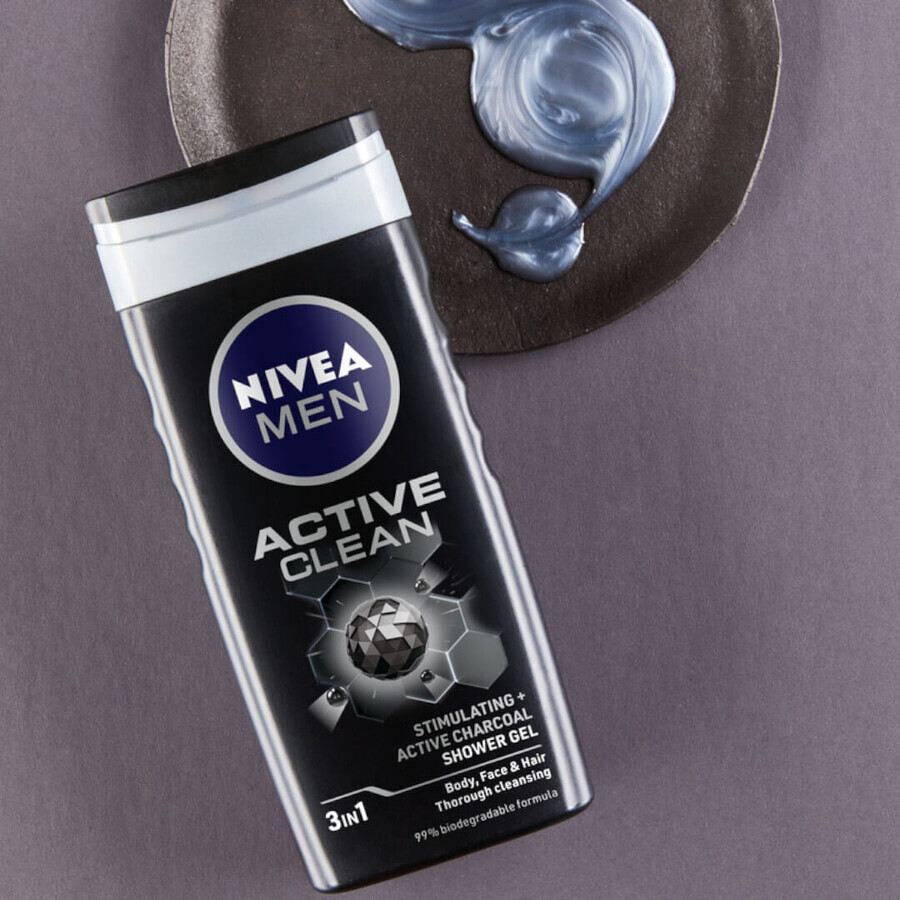 Nivea Men, 3 in 1 shower gel for face, body and hair, Active Clean, 500 ml