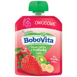 BoboVita Mousse într-un tub, banane și mere cu căpșuni și kiwi, după 6 luni, 80 g