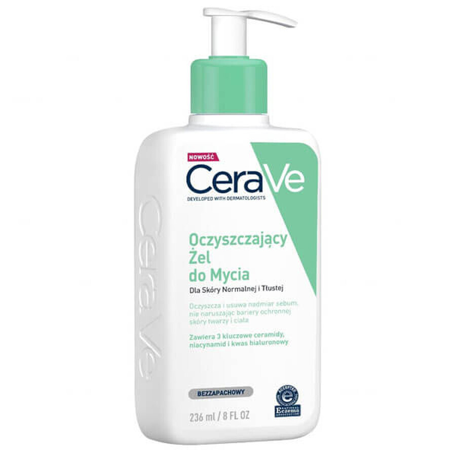 CeraVe, reinigendes Reinigungsgel mit Ceramiden, normale und fettige Haut, 236 ml