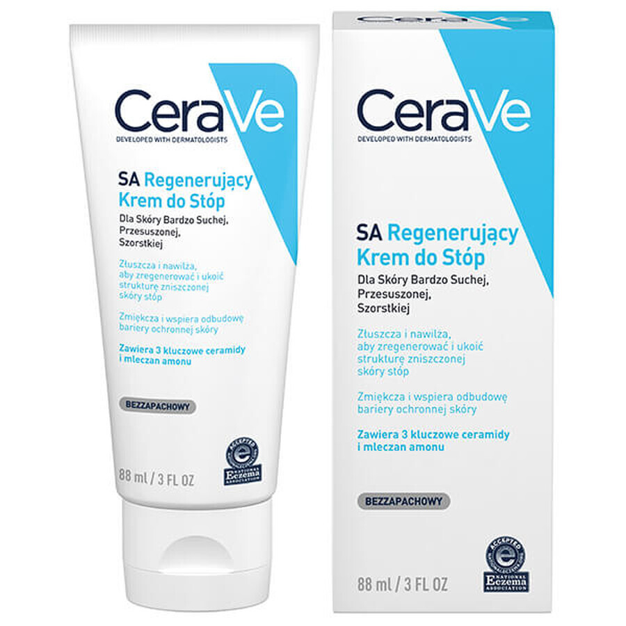 CeraVe SA, Regenerierende Fußcreme mit Ceramiden, trockene und sehr trockene Haut, 88 ml