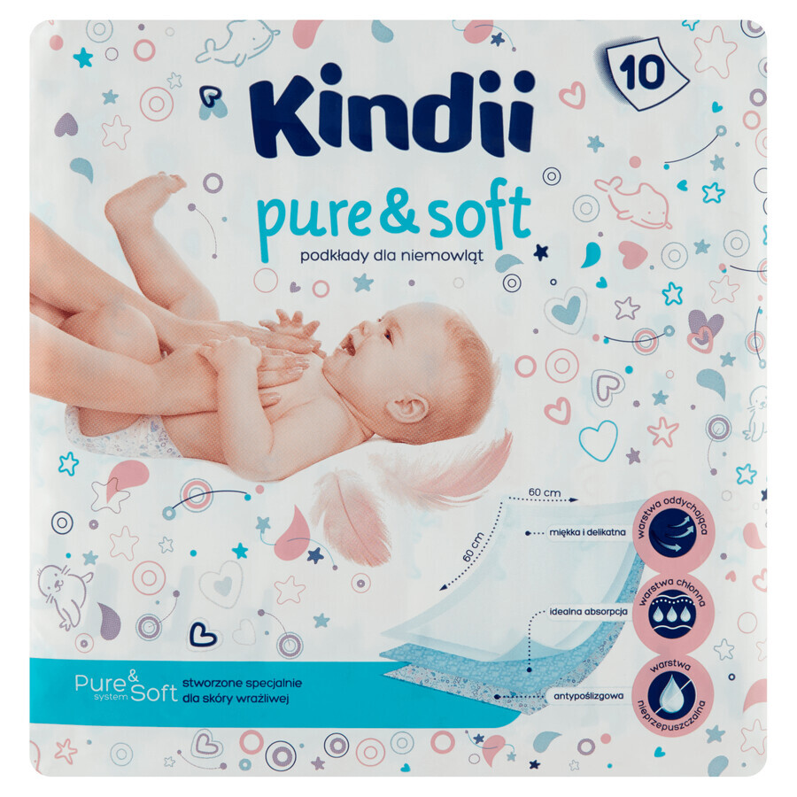 Pure Pencils &amp; Soft, baby pads, disposable, 60 cm x 60 cm, 10 pieces