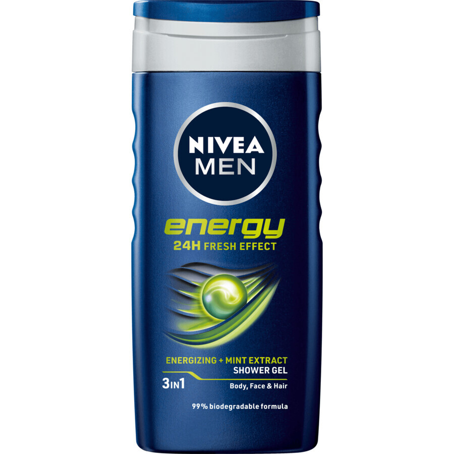 Nivea Men, 3 in 1 shower gel for face, body and hair, Energy, 250 ml