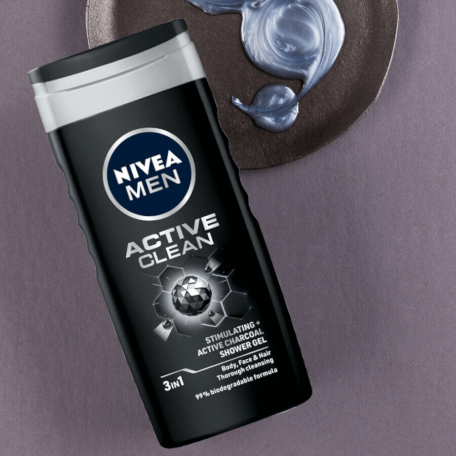 Nivea Men, 3-in-1 Duschgel für Gesicht, Körper und Haar, Active Clean, 250 ml