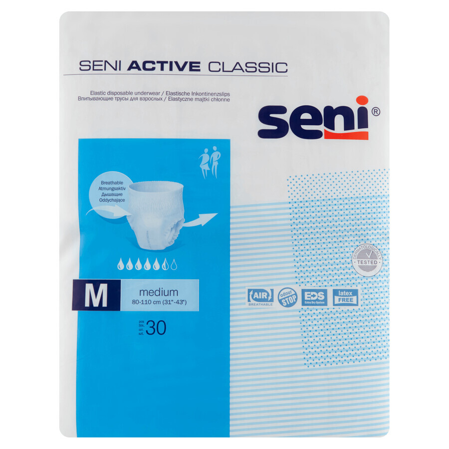 Seni Active Classic, slip absorbant, Medium, 80-110 cm, 30 pièces