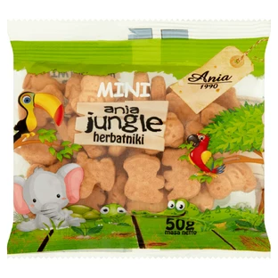 Ania Jungle Mini biscuiți, fără zahăr adăugat, 50 g