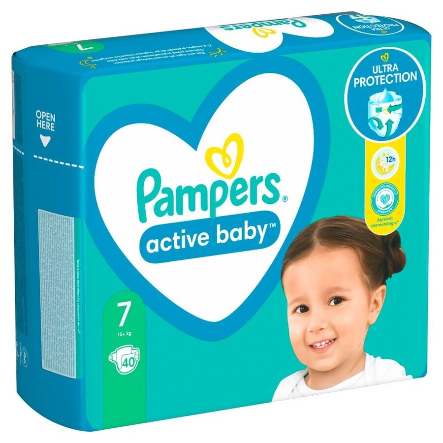 Pampers Active Baby, pannolini, taglia 7, 15+ kg, 40 pz.