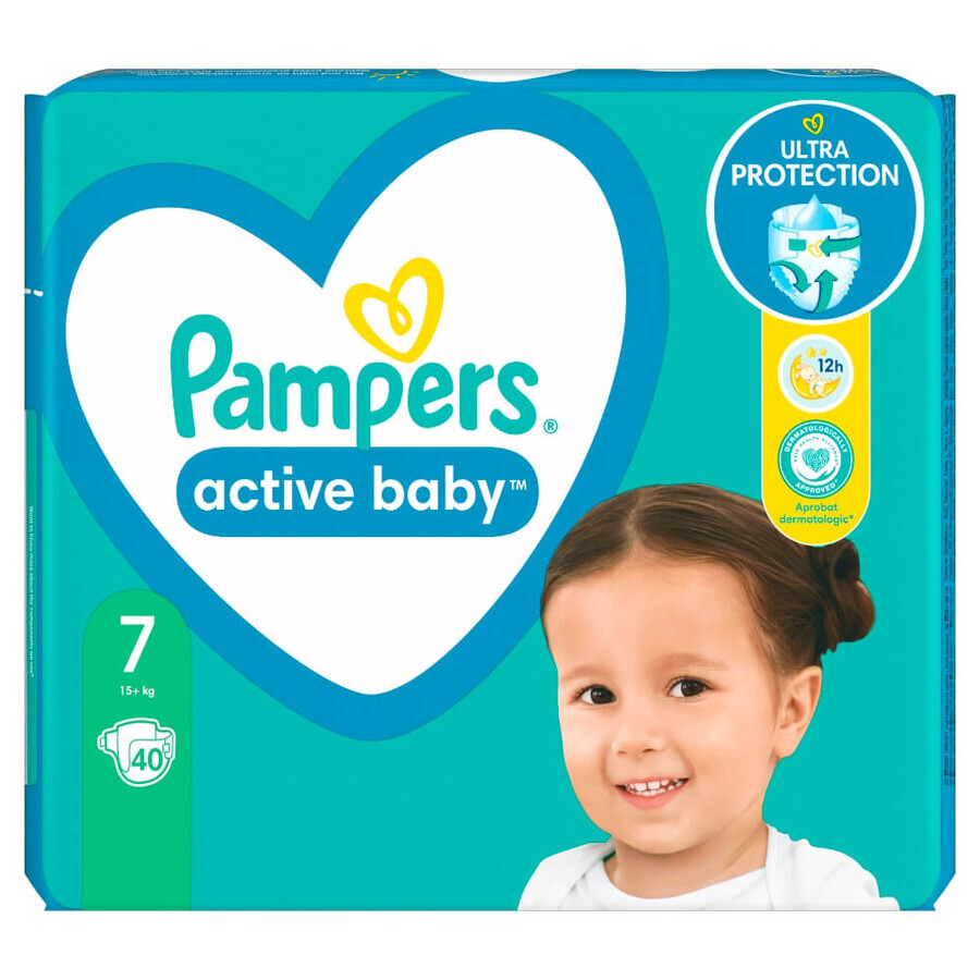 Pampers Active Baby, pannolini, taglia 7, 15+ kg, 40 pz.