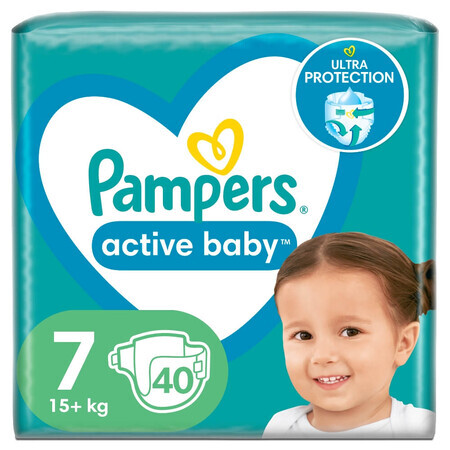 Pampers Active Baby, pannolini, taglia 7, 15+ kg, 40 pz.