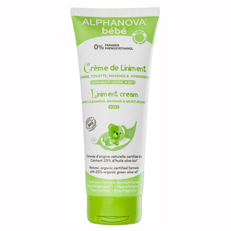 Alphanova Bebe, BIO Liniment, moisturizing and cleansing cream 4 in 1, 200 ml