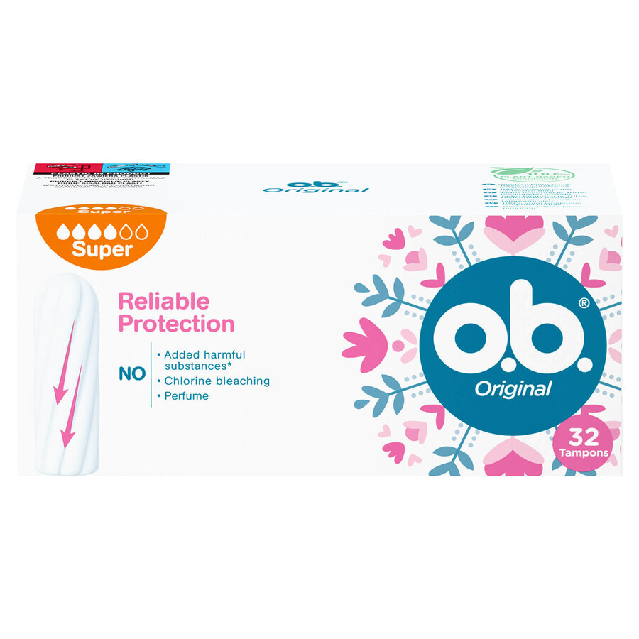 O.B. Original, tampons hygiéniques, Super, 32 pièces