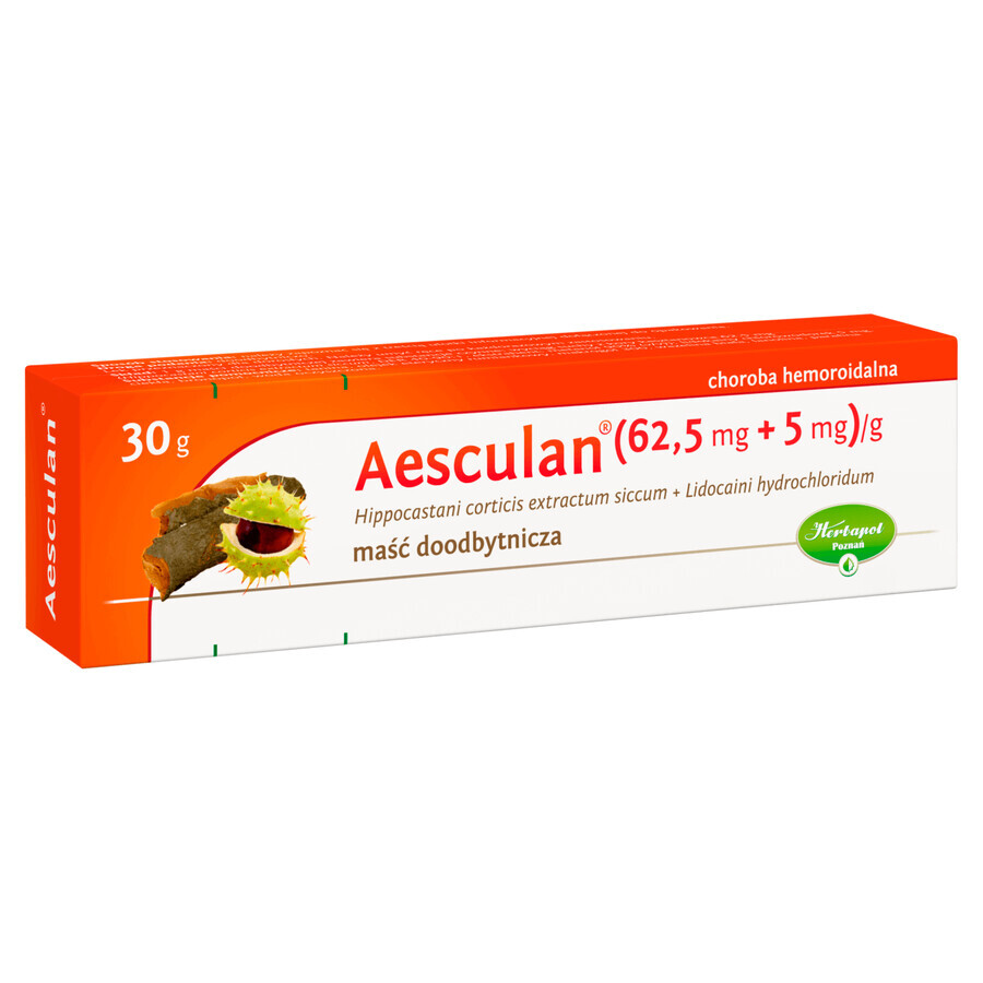 Aesculan (62.5 mg + 5 mg)/g, rectal ointment, 30 g