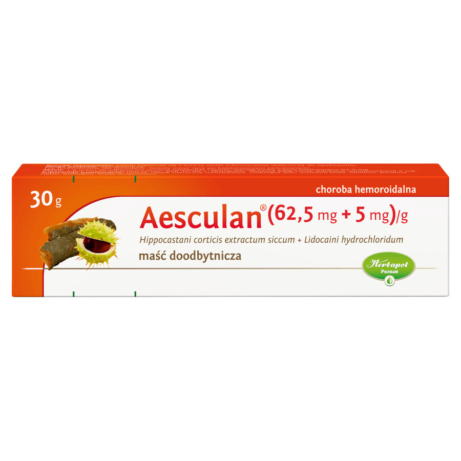 Aesculan (62.5 mg + 5 mg)/g, rectal ointment, 30 g