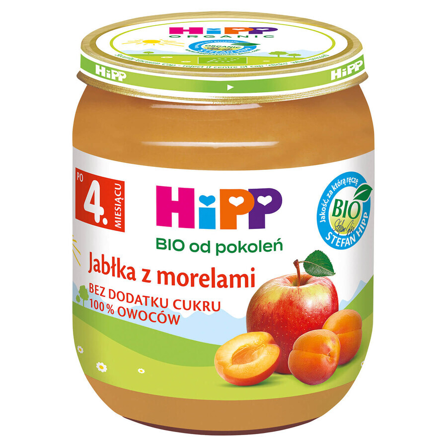 HiPP Owoce Bio, Äpfel mit Aprikosen, nach 4 Monaten, 125 g