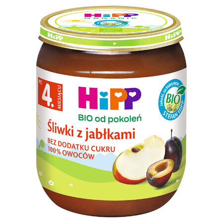 HiPP Owoce Bio, Pflaumen und Äpfel, nach 4 Monaten, 125 g