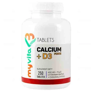 MyVita, Calcium + vitamine D3 FORTE, calcium (calciumcitraat), 250 tabletten