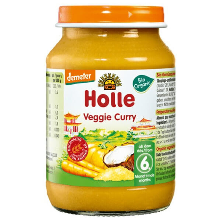 Holle, plato BIO, curry vegetariano, a partir de 6 meses, 190 g