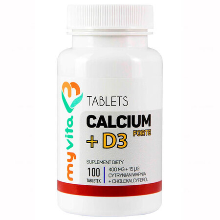 MyVita, Calcium + vitamin D3 FORTE, calcium (calcium citrate), 100 tablets