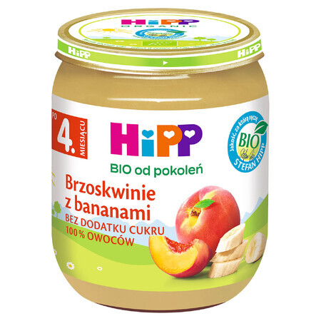 HiPP Fruit Bio, Pfirsiche mit Banane, nach 4 Monaten, 125 g