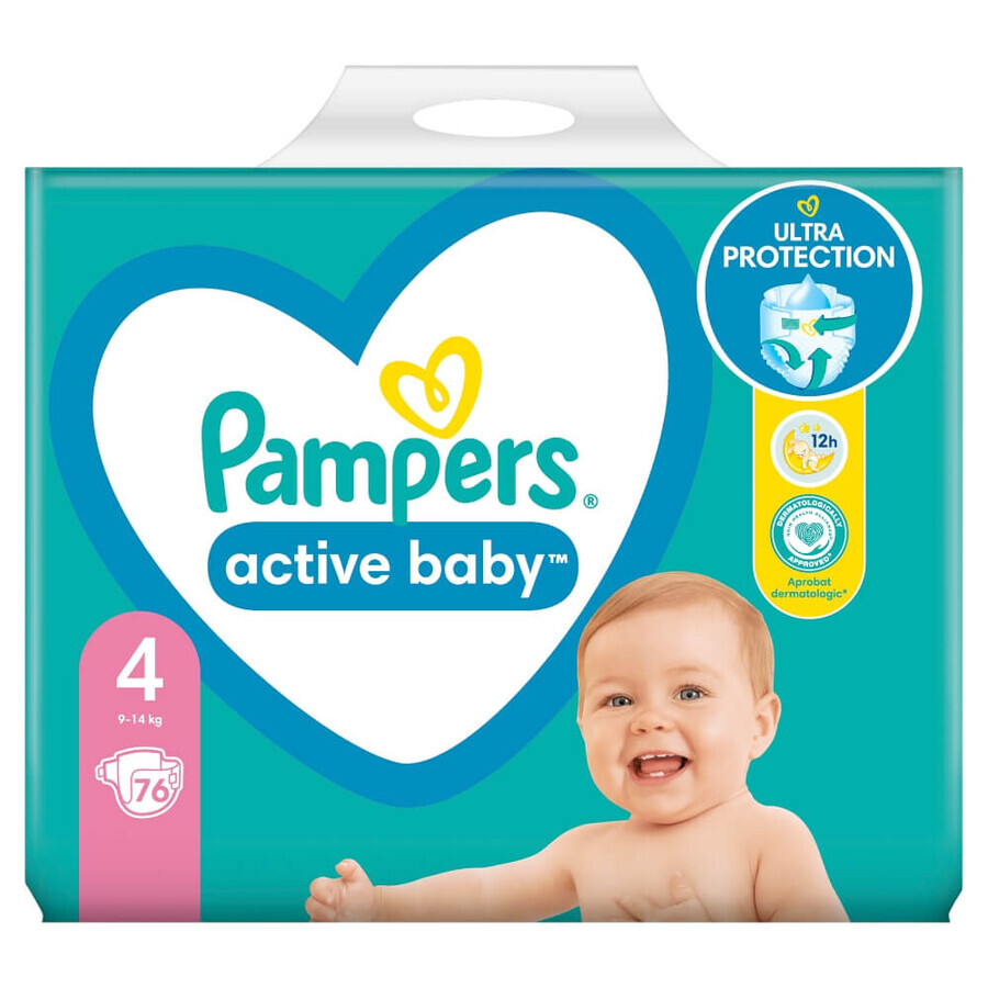 Pampers Active Baby, Windeln, Größe 4, 9-14 kg, 74 Stück