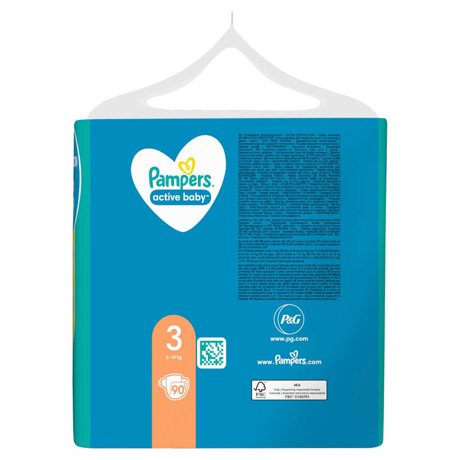 Pampers Active Baby, Windeln, Größe 3, 6-10 kg, 90 Stück