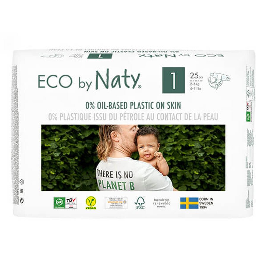 Eco By Naty, Organic disposable diapers size 1, 2-5 kg, 25 pcs