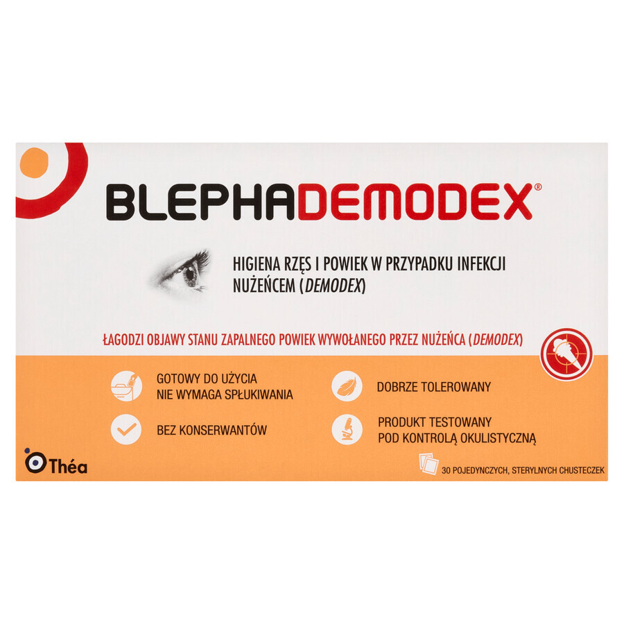 Blephademodex, eyelid wipes, sterile, 30 pieces