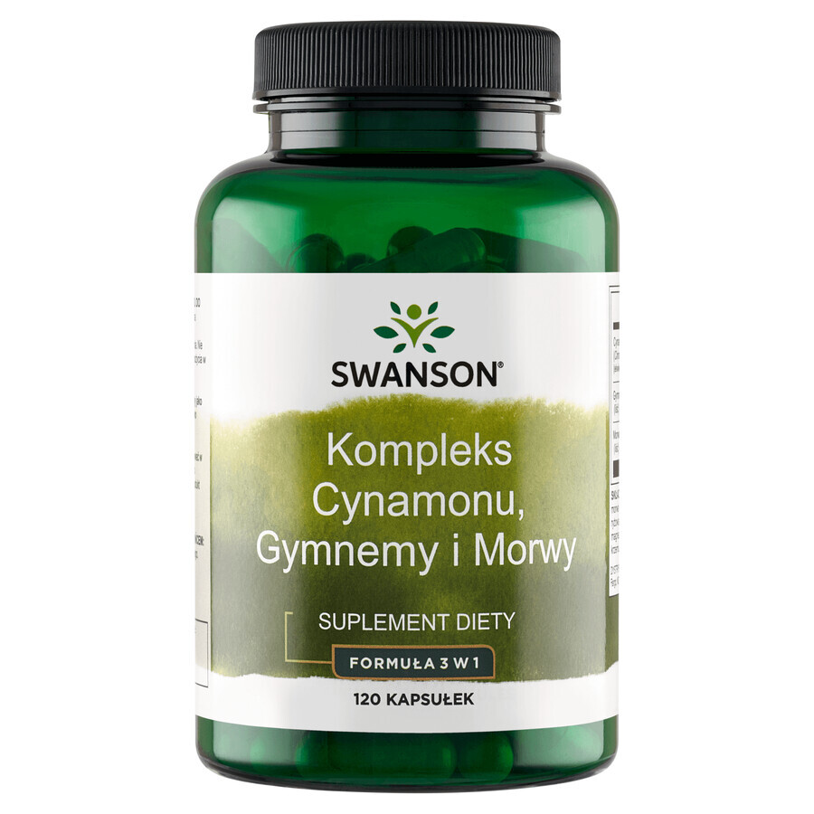 Swanson Cinnamon Gymnema Mulberry Complex, cannella, gymnema e gelso, 120 capsule