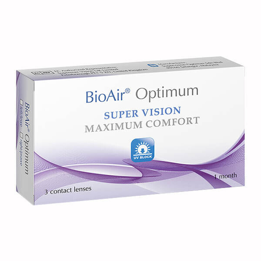 BioAir Optimum, contact lenses, 30 days, -2.50, 3 pcs