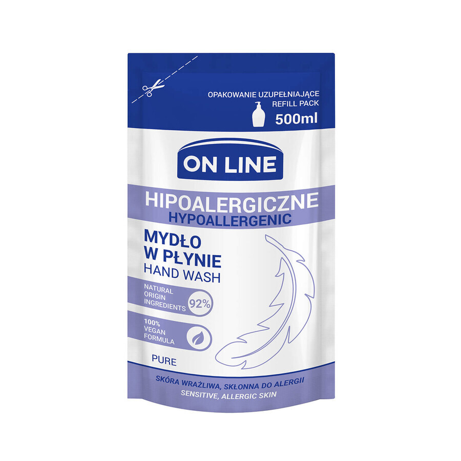 On Line, jabón líquido hipoalergénico, reserva, 500 ml