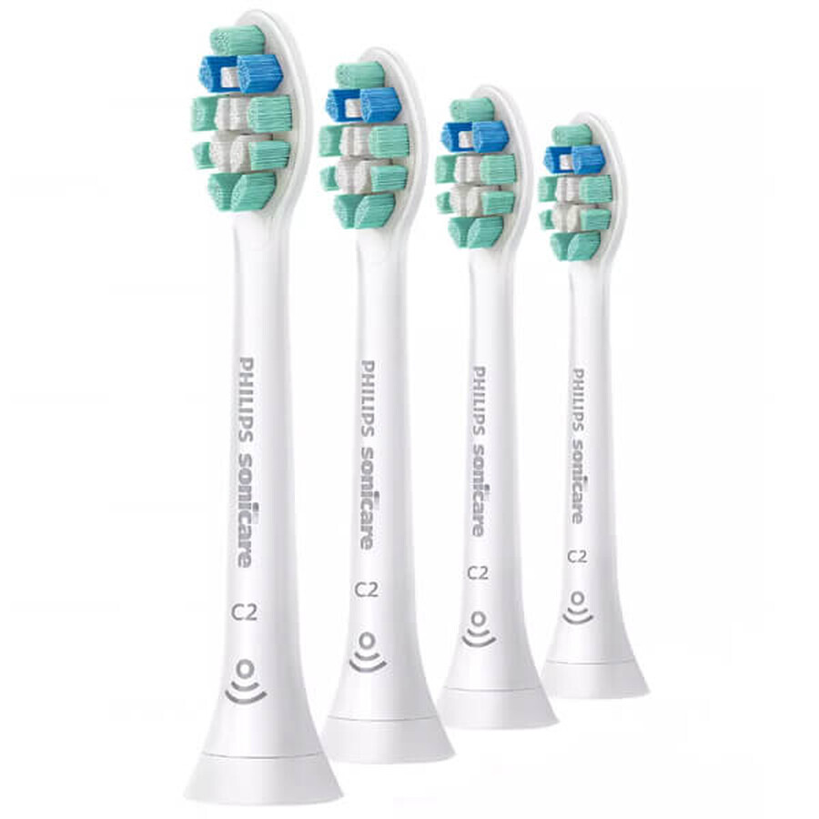 Philips, puntas de repuesto para el cepillo dental Sonicare C2 Optimal Plaque Defence, HX9024/10, blanco, 4 piezas