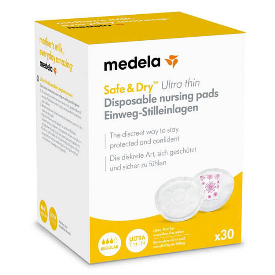 Medela, Einweg-Stilleinlagen, superdünn, Safe &amp; Dry, 30 Stück