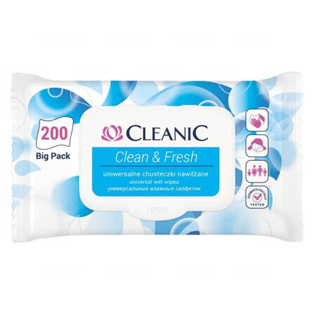 Cleanic Clean&amp;Fresh, Universal-Feuchttücher, 200 Stück