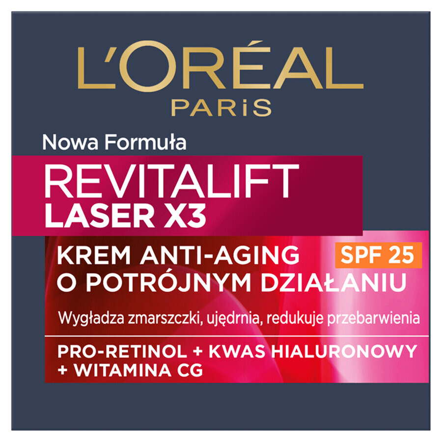 L'Oreal Revitalift Laser X3, Crème de jour anti-âge 40+, SPF 20, 50 ml