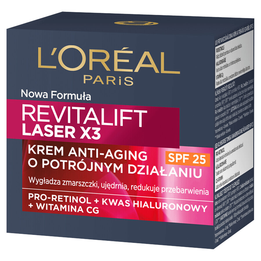 L'Oreal Revitalift Laser X3, Crème de jour anti-âge 40+, SPF 20, 50 ml