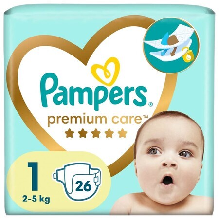 Pampers Premium Care, couches taille 1, 2-5 kg, 26 pcs