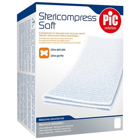 Pic Solution Stericompress Weiche, sterile Kompressen, Vliesstoff, 18 cm x 40 cm, 12 Stück