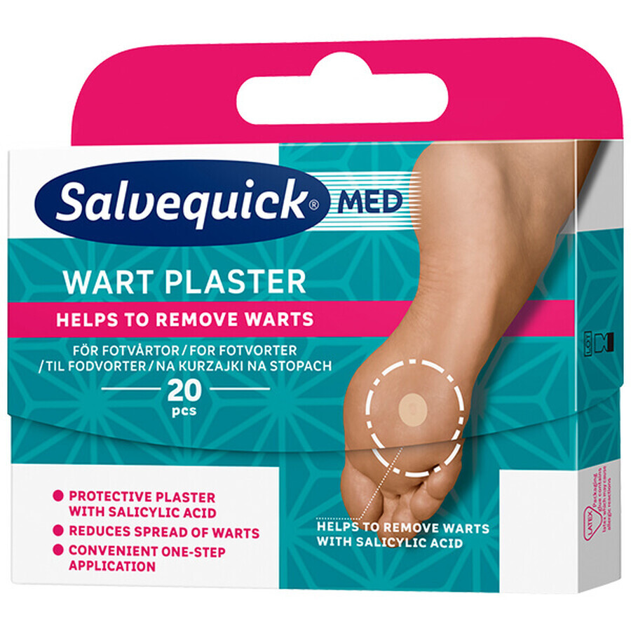 Salvequick Med Warzenpflaster, gegen Warzen, mit Salicylsäure, 20 Stück