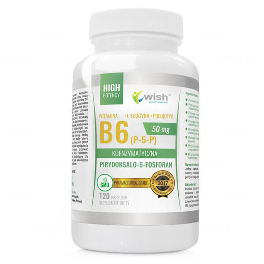 Wish, Vitamin B6 50 mg + L-leucine + prebiotic, 120 capsules