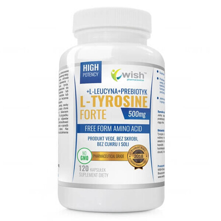 Wish L-Tyrosine Forte 500 mg + L-Leucine + Prébiotique, 120 gélules