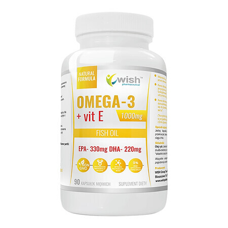 Wish, Oméga-3 + vitamine E 1000 mg, 90 capsules molles