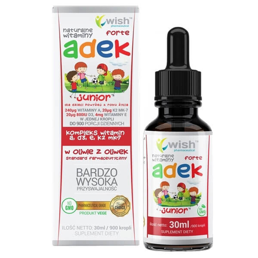 Wish Natural vitamins ADEK Junior Forte, gouttes pour enfants à partir de 4 ans, 30 ml