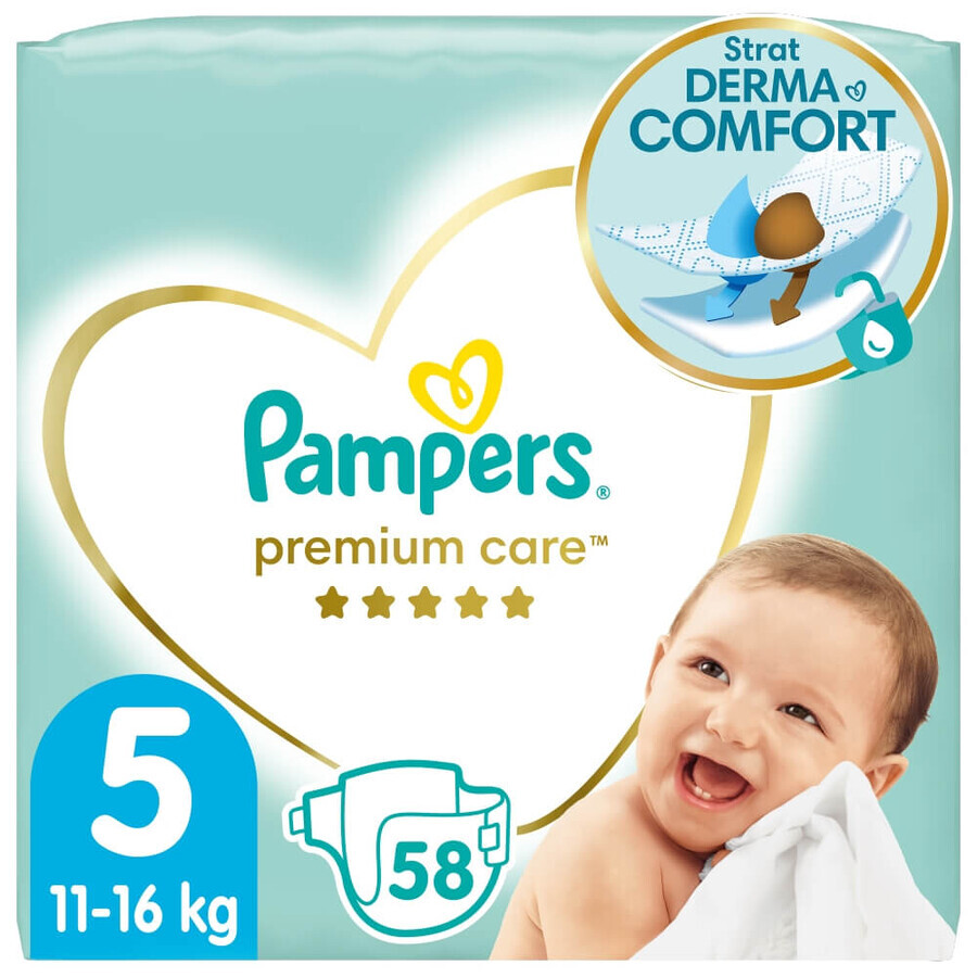 Pampers Premium Care, diapers, size 5, Maxi, 11-16 kg, 58 pcs