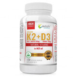 Wish Vitamin K2 MK7 aus Natto 200 µg + D3 4000 IU in MCT-Öl, 120 Weichkapseln