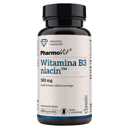 PharmoVit, Vitamin B3, Niacin 500 mg, 60 Kapseln