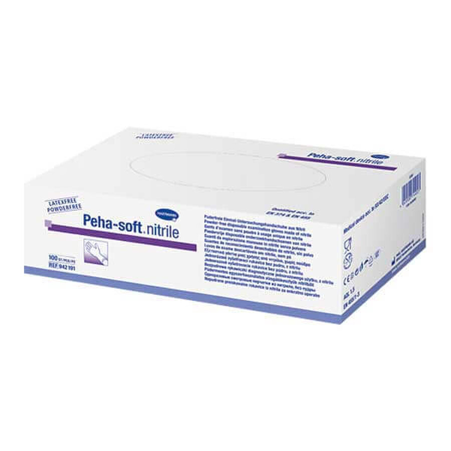 Peha-soft nitrile, nitrile gloves, non-sterile, powder-free, blue, size M, 100 pieces