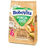 BoboVita Porcja Zbóż Gachas de cereales y avena 3 cereales, manzana y pera, leche, sin azúcares añadidos, a partir de 6 meses, 210 g