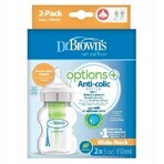 Dr Browns Options+, Anti-Kolik-Flasche, weithalsig, mit Sauger, 2 x 150 ml