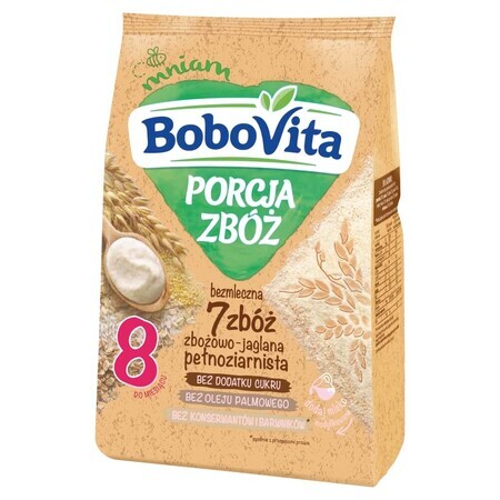 BoboVita Porcja Zbóż porridge 7 cereali, porridge di cereali e uova, senza latte, senza zuccheri aggiunti , dopo 8 mesi, 170 g