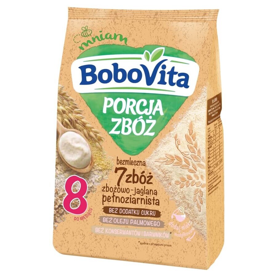 BoboVita Porcja Zbóż porridge 7 cereali, porridge di cereali e uova, senza latte, senza zuccheri aggiunti , dopo 8 mesi, 170 g